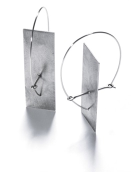 BOLD $195-sterling silver earrings with sanding disk texture (2" long not including ear wire)